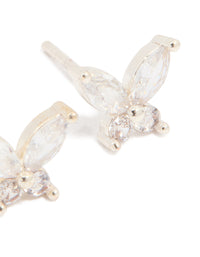 Waterproof Stainless Steel Cubic Zirconia Butterfly Stud Earrings - link has visual effect only