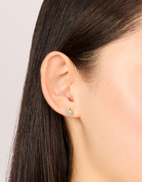 Waterproof Gold Plated Stainless Steel Cubic Zirconia Bezel Stud Earrings - link has visual effect only