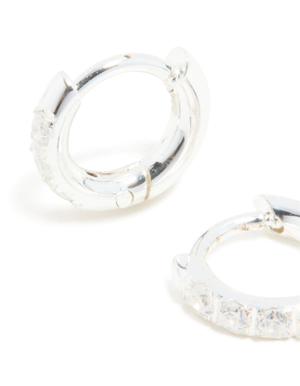 Waterproof Stainless Steel Cubic Zirconia Huggie Earrings
