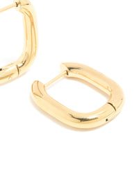 Waterproof Gold Plated Stainless Steel Chunky Oblong Huggie Earrings - link has visual effect only