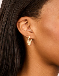 Gold Plated Brass Classic Knotted Huggie Earrings - link has visual effect only