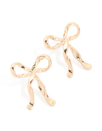 Gold Ribbon Bow Drop Earrings - link has visual effect only