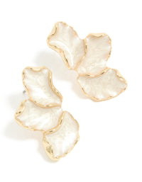 Gold Plated White Enamel Half Flower Earrings - link has visual effect only