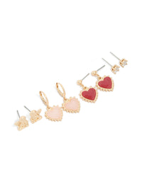 Gold Heart & Cherub Earrings 4 Pack - link has visual effect only