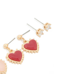 Gold Heart & Cherub Earrings 4 Pack - link has visual effect only