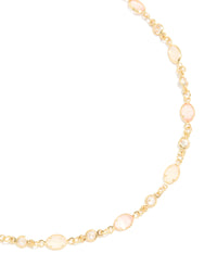 Gold Plated Pink Oval Cubic Zirconia Necklace - link has visual effect only