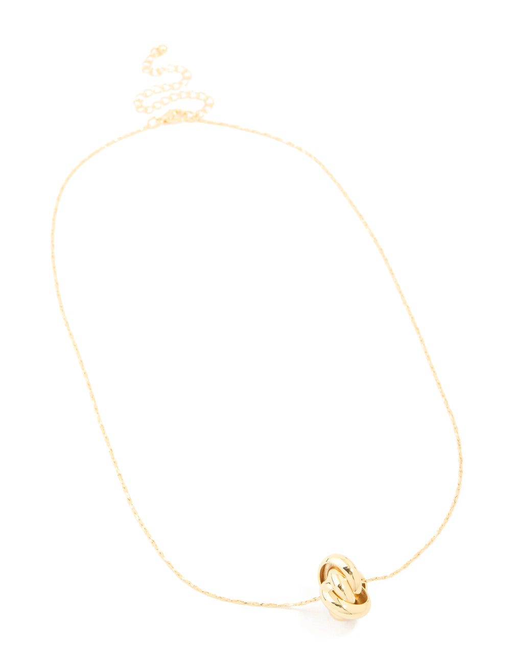 Gold Plated Brass Medium Knot Pendant Necklace