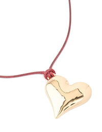 Gold Heart Pink Cord Necklace - link has visual effect only