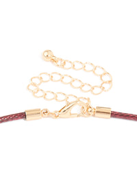 Gold Heart Pink Cord Necklace - link has visual effect only