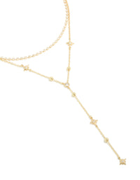 Gold Plated Cubic Zirconia Star & Tennis Layered Y-Necklace - link has visual effect only