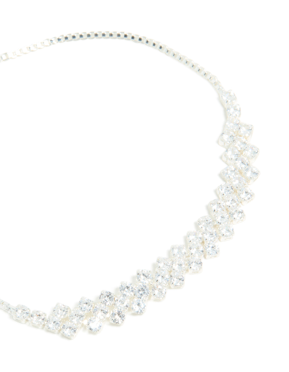 Silver Plated Cubic Zirconia Asymmetrical Toggle Bracelet