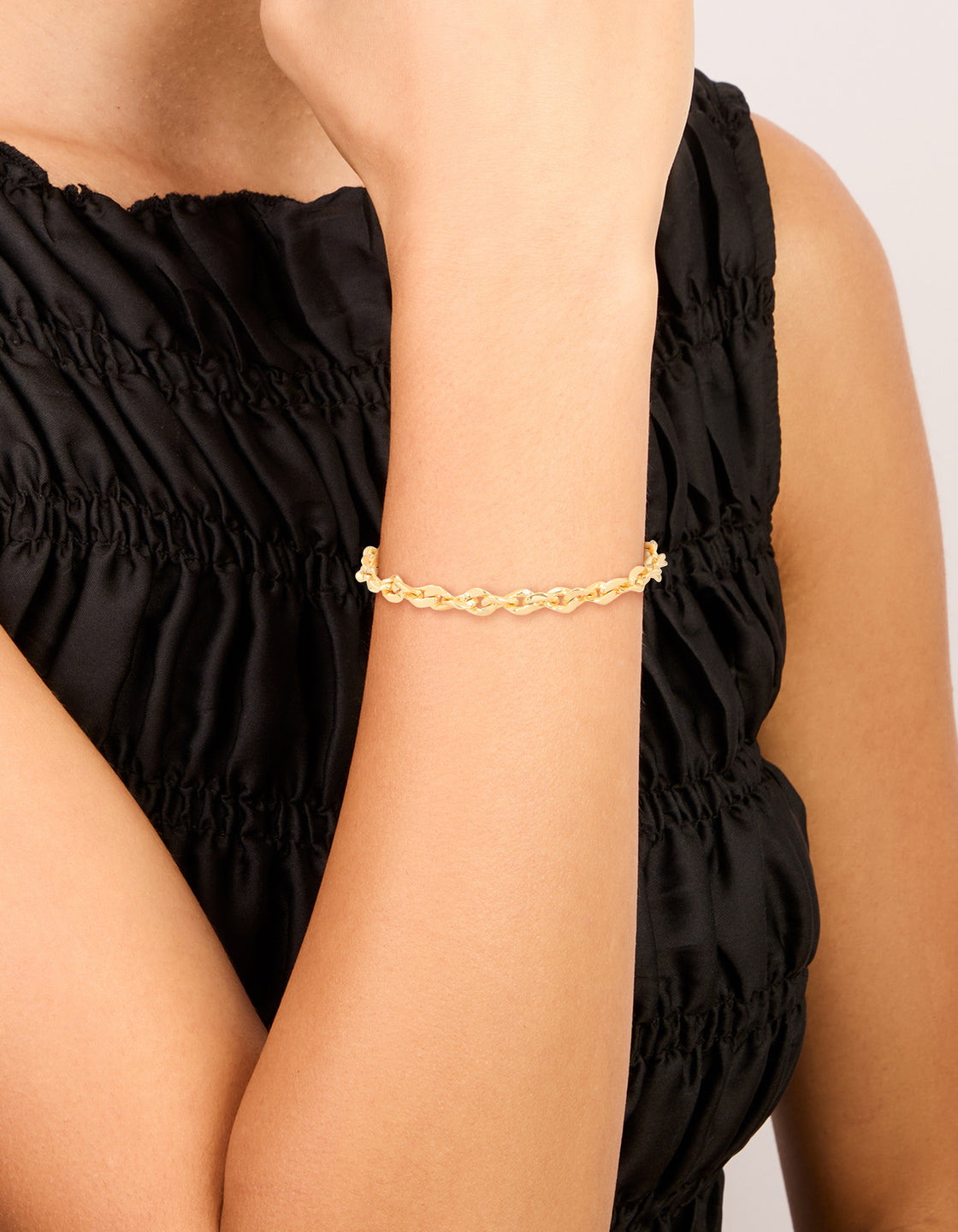 Gold Plated Brass Wavy Cable Link Chain Bracelet