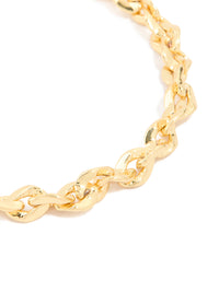 Gold Plated Brass Wavy Cable Link Chain Bracelet - link has visual effect only