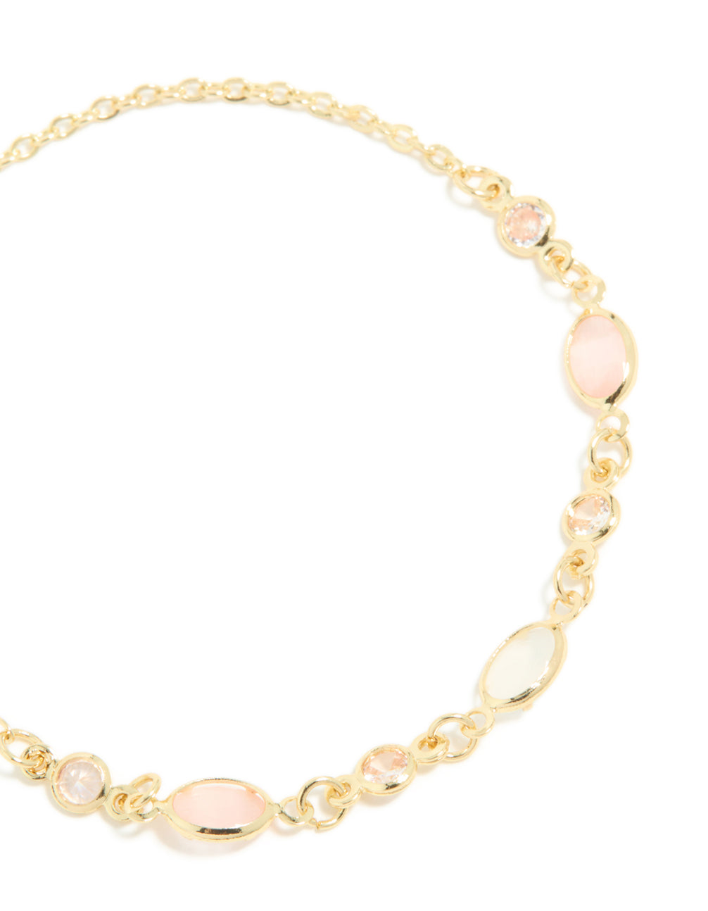 Gold Plated Pink Oval Cubic Zirconia Toggle Bracelet