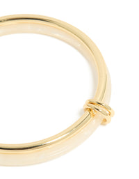 Cream Acrylic & Gold Plated Linked Bangle - link has visual effect only