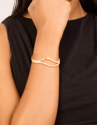 Gold Plated Organic Open Wave Wrist Cuff - link has visual effect only