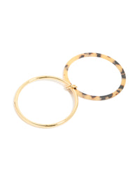 Gold Plated & Tortoiseshell Acrylic Linked Bangles - link has visual effect only