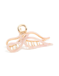 Light Pink Acrylic Bow Hair Claw Clip - link has visual effect only