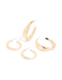 Gold Mixed Size Twisted Hoop Earrings 2-Pack - link has visual effect only