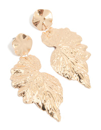 Gold Textured Half Wing Drop Earrings - link has visual effect only