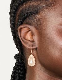 Gold Diamante Teardrop Filigree Drop Earrings - link has visual effect only