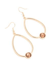 Gold Brown Pear & Round Drop Earrings - link has visual effect only