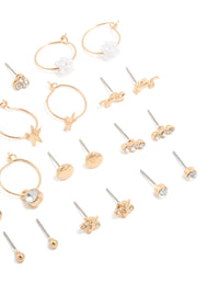 Gold Diamante & Bee Stud Earrings 12-Pack - link has visual effect only