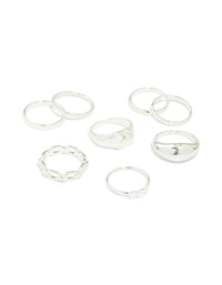 Silver Bubble Star Chain Rings 8-Pack - link has visual effect only