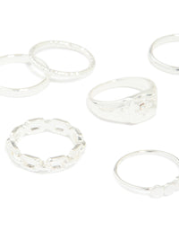 Silver Bubble Star Chain Rings 8-Pack - link has visual effect only