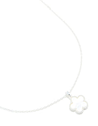 Silver White Flower Pendant Necklace - link has visual effect only