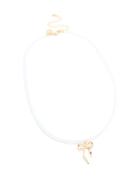Gold Pearl & Bow Necklace - link has visual effect only