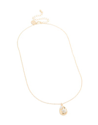 Gold Diamante Flower Teardrop Pendant Necklace - link has visual effect only