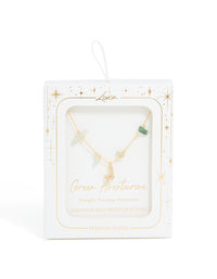 Gold Plated Green Aventurine Semi Precious Stone Cubic Zirconia Letter J Necklace - link has visual effect only
