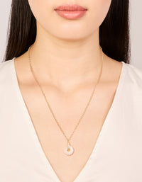 Gold Plated Rose Quartz Semi-Precious Stone Cubic Zirconia Doughnut Necklace - link has visual effect only