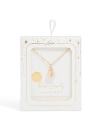 Gold Plated Rose Quartz Semi-Precious Stone Cubic Zirconia Doughnut Necklace - link has visual effect only