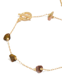 Gold Plated Semi-Precious Stones & Fob Bracelet Set - link has visual effect only
