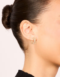 Gold Plated Cubic Zirconia Illusion Baguette Hoop Earrings - link has visual effect only