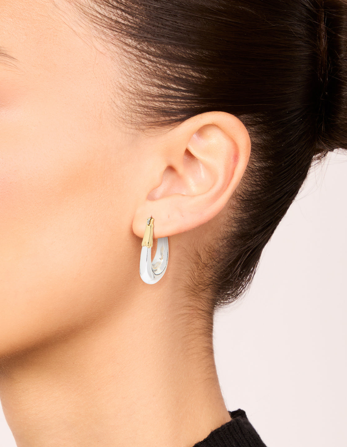 Mixed Metal Plated Graduated Oval Huggie Earrings