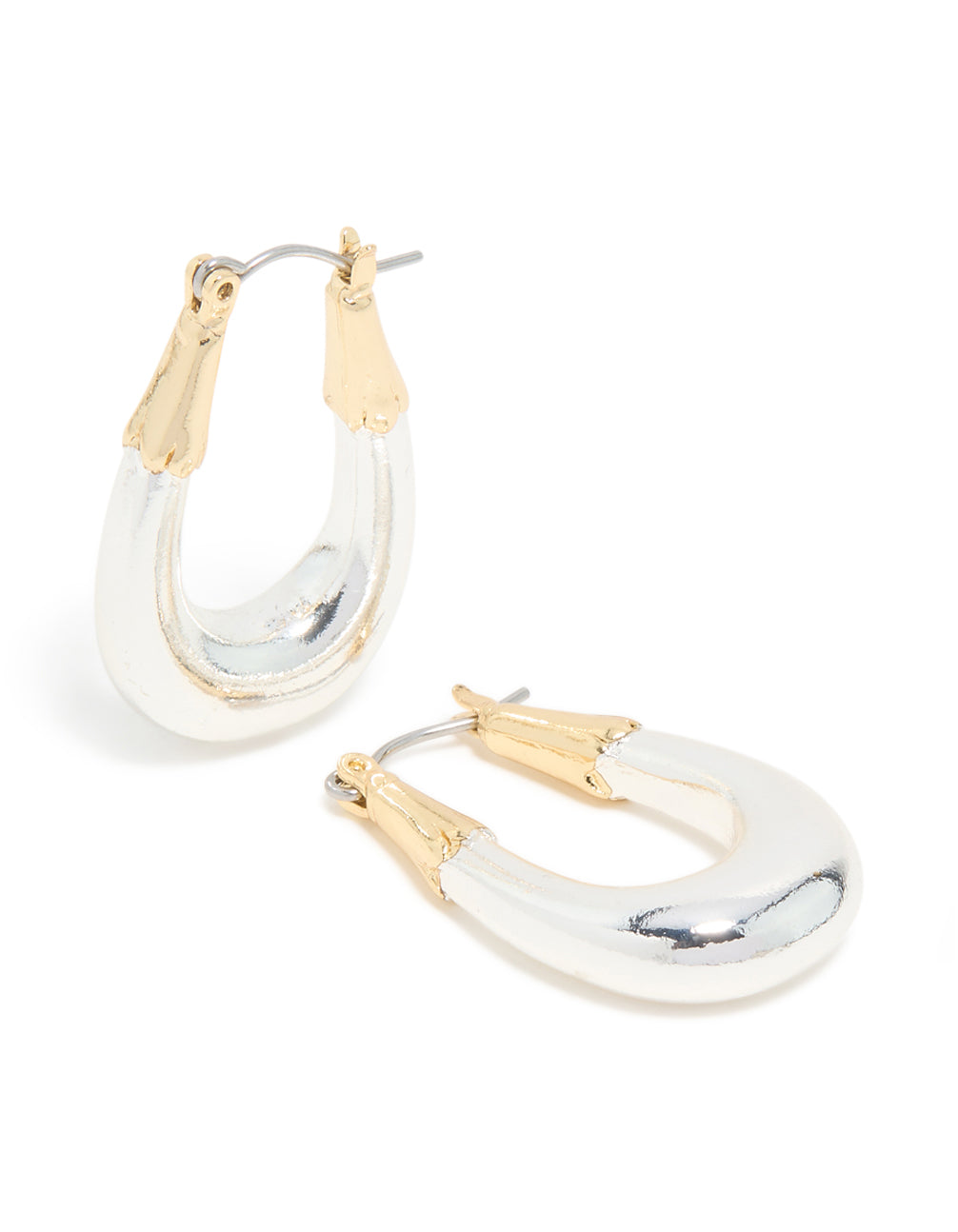 Mixed Metal Plated Graduated Oval Huggie Earrings