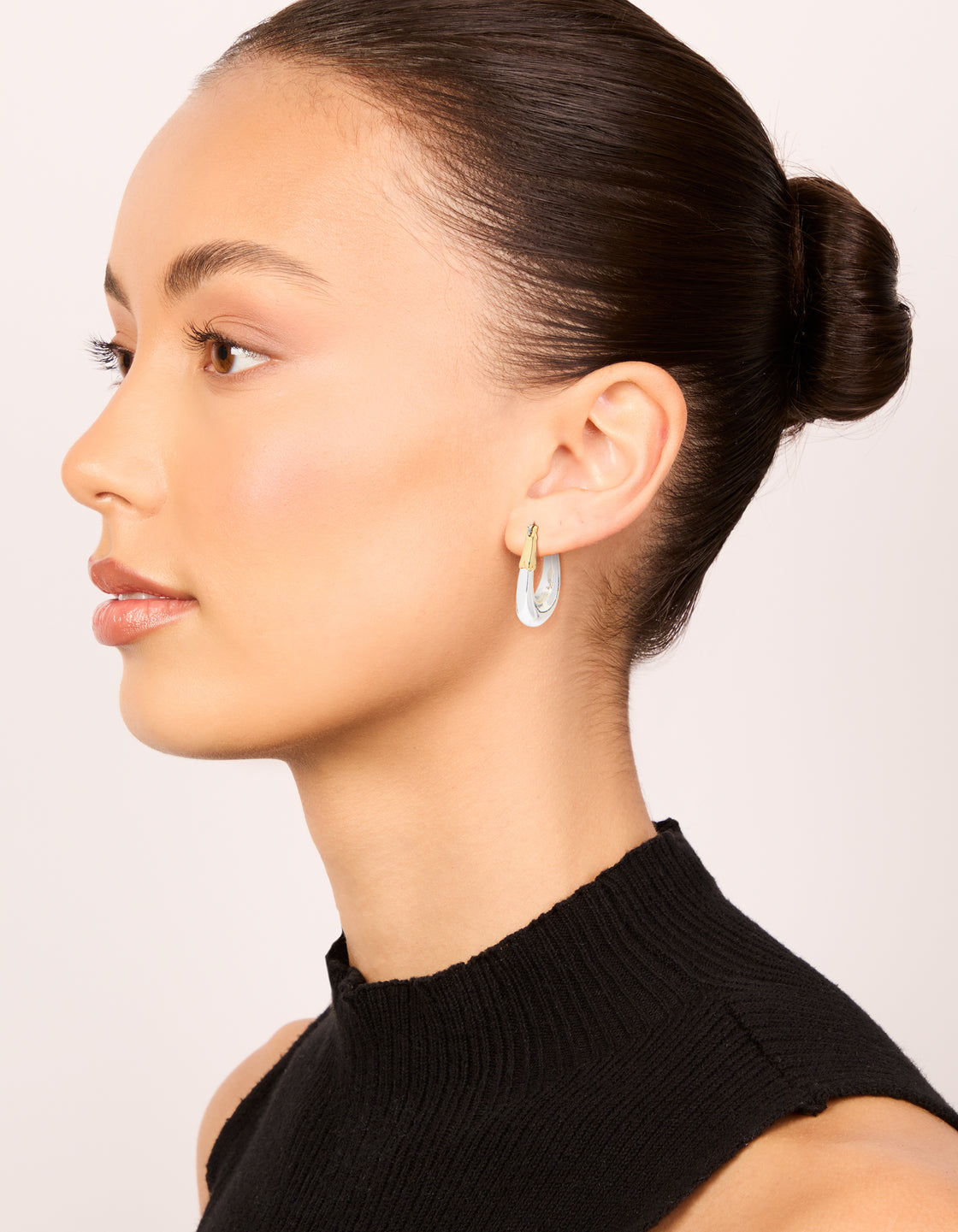 Mixed Metal Plated Graduated Oval Huggie Earrings