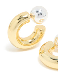Mixed Metal Plated Chubby Ball Hoop Earrings - link has visual effect only