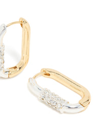 Mixed Metal Plated Diamante Small Carabiner Huggie Earrings - link has visual effect only