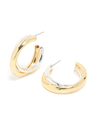 Mixed Metal Plated Large Twisted Criss Cross Hoop Earrings - link has visual effect only