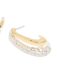 Mixed Metal Plated Diamante Long Illusion Hoop Earrings - link has visual effect only