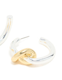 Mixed Metal Plated Large Smooth Knot Hoop Earrings - link has visual effect only