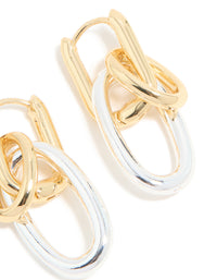 Mixed Metal Plated Chain Link Drop Earrings - link has visual effect only