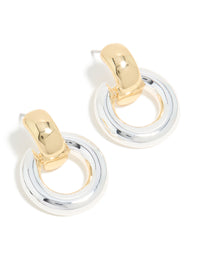 Mixed Metal Plated Small Classic Doorknocker Earrings - link has visual effect only