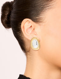 Mixed Metal Plated Organic Oval Large Earrings - link has visual effect only