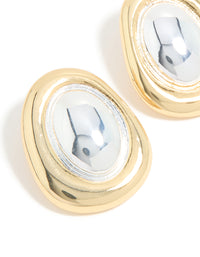 Mixed Metal Plated Organic Oval Large Earrings - link has visual effect only