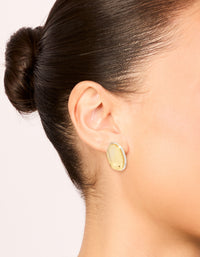 Mixed Metal Plated Outlined Molten Oval Earrings - link has visual effect only